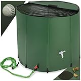 tectake Regenwassertank für Garten und Camping, Tonne faltbar, Regentonne mit Deckel und Wasserhahn, Wassertank, Regenwassersammler, Zisterne, Regenfass mit Hahn, Wassertonne - 750 l