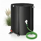 Mucola Regenwassertonne 750L faltbar mit Hahn Regentonne inkl. 2 Meter Wasserschlauch mit Anschluss Regenwassertank mit Überlaufschutz Regenfass | witterungsbeständig