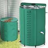 HENGMEI Regentonne 500L Regenwassertank Faltbare Wassertank für Regenfass Regenwassertonne Regenfass Regenwassersammler mit Ablassventil Regentank (Grün)
