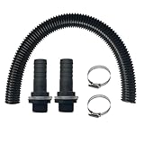 Regentonnen Verbindungsset inkl：2 Regentonnendurchführung 1 Zoll mit Schlauchtülle, 50 cm Verbindungsschlauch 25mm (1''), 2 Schlauchschellen, Regentonnen Anschluss Set Für Wassertanks,Zisternen
