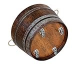 Temesso Weinfass halbiert aus Eichenholz rustikal - als Miniteich D70 cm (Oberfläche geölt - mit Halteschlaufen und Rollen)