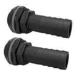 2 Stück Regentonnendurchführung 1 Zoll Außengewinde mit Schlauchtülle 25mm (1 Zoll) Schlauchanschluß, Tankverschraubung Tankdurchführung mit Tülle und Dichtung für Regentonne, Wassertanks, Zisternen