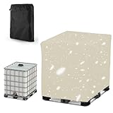 Wasserdicht Schutzhülle für IBC Container 300L 600L 800L 1000L, IBC Tank Abdeckung, 420D Reißfest Abdeckplane für Regentonne Wassertank mit Verstellbarer KOR(Size:600L :120 * 80 * 100CM,Color:Beige)