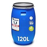 Garronda 120 Liter Deckelfass Weithalsfass aus HDPE Regenfass für Garten Fass Regenwassertonne Futtertonne Universalfass Wasserfass Regentonne Lebensmittelfass Wassertank GD-0078, Blau