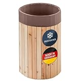 Beckmann Premium Regenfass 100 L – Massives Lärchenholz & Frostsicher – Made in Germany – Holzfass Wassertonne mit robuster brauner Innenfolie – Ø 46 x H 75 cm (Modell FL10)
