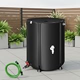 Mucola Regenwassertonne 500L faltbar mit Hahn Regentonne inkl. 2 Meter Wasserschlauch mit Anschluss Regenwassertank mit Überlaufschutz Regenfass | witterungsbeständig