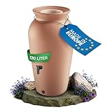 YourCasa Regentonne 120-230 Liter [DropCatcher] mit Filterkorb & Wasserhahn - Regenfass Frostsicher Kunststoff - Regenwassertonne - Regenwassertank Garten Wassertank Regensammler (Terracotta, 120L)