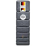 4rain Slim Stone Decor Regentonne 350 Liter Graphite Grey - Wandtank, Wassertank, Regenfass, Regenwassertonne, Regenwassertank, Wasserbehälter, Wasserfass, Wassertonnen für Garten, Wassertonne