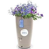 YourCasa Regentonne 240 Liter [Aquasplash] Messing Wasserhahn & Deckel - Regenfass Frostsicher aus Kunststoff - Regenwassertonne - Regenwassertank Garten Wassertank Regensammler Wasserfass (Creme)