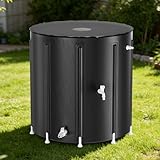 Monucep Faltbare Regentonne, 750L Stabiler Regenwassertank mit Stützrohren & Überlaufschutz, Hochwertiger Schwarz Regenfass, UV-beständig, Platzsparend Regenwasserbehälter für Garten Balkon Terrasse