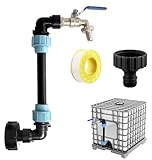 IBC Schwanenhals Auslaufhahn 3/4',IBC Tank Schwanenhals, IBC Tank Zubehör mit Messing Wasserhahn 25cm Verlängerungsrohr, S60x6 Wasserhahn Absperrhahn,für 1000L Regenwassertank, Regenfass, IBC Containe