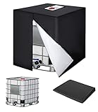 IBC Tank Abdeckung, 420D Wassertank Zubehör für Wassertank 1000l, IBC Tank Container Cover, Anti-UV Schutzplane Regenwassertank Abdeckplane mit Reißverschluss,120 x100 x116 cm (Schwarz)
