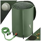 tectake Regenwassertank für Garten und Camping, Tonne faltbar, Regentonne mit Deckel und Wasserhahn, Wassertank, Regenwassersammler, Zisterne, Regenfass mit Hahn, Wassertonne - 380 l