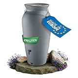 YourCasa Regentonne 120-230 Liter [DropCatcher] mit Filterkorb & Wasserhahn - Regenfass Frostsicher Kunststoff - Regenwassertonne - Regenwassertank Garten Wassertank Regensammler (Grau, 230L)