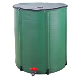 LEADZM Faltbar Regentonne, Tragbarer Wasserauffangbehälter, Regenwassertonne mit Filter Zapfhahn Überlaufset, Regenwassersammelsystem Fallrohr, Regenwassertank (200 Liter)