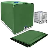 QINERSAW 1000L IBC Tank Abdeckung Cover Wassertank Schutzabdeckung Schutzhülle Schutzplane Container Abdeckplane Regenwassertank Behälter Schutzhaube für Regentonnen 120x100x116cm Grün