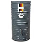 GARANTIA Nordic Regentonne 300 Liter Graphite Grey inkl. Deckel - Regentonne, Wassertank, Regenfass, Tonne mit Deckel, Regenwassertonne, Wasserbehälter, Fass, Regenwassertank, Wasserfass