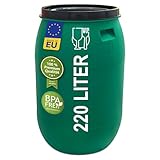 Das Plasteo 220 Liter Weithalsfass mit Stülpdeckel, HDPE, BPA-Frei, lebensmittelecht, vielseitig verwendbar als Lebensmittelfass, Futtertonne, Regentonne
