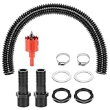 QWORK Regentonnen Verbinder Set, 500mm Verbindungsschlauch & Lochöffner, für Regenwassertonnen