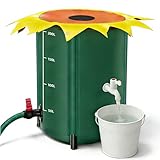 Regentonne faltbar 200 Liter, Regenwassertank aus PVC Gartenwassertank mit Deckel mit Wasserhahn, Auffangbehälter Set Sammelbehälter, langfristige Aufbewahrungsbehälter für Garten, Terrasse und Balkon