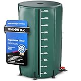 GRÜNTRAUM Regentonne faltbar 500L – Regenfass groß/Regenwassertonne/Wassertank faltbar – Wasserfass stabil – witterungsbeständig – mit Füllstandsanzeige & Air Wing System Garten (Grün)
