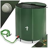 tectake Regenwassertank für Garten und Camping, Tonne faltbar, Regentonne mit Deckel und Wasserhahn, Wassertank, Regenwassersammler, Zisterne, Regenfass mit Hahn, Wassertonne - 500 l