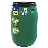 Das Plasteo 220 Liter Weithalsfass mit Stülpdeckel, HDPE, BPA-Frei, lebensmittelecht, vielseitig verwendbar als Lebensmittelfass, Futtertonne, Regentonne