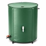 Thorkok Faltbare Regentonne 250L Regenwassertank aus PVC Gartenwassertank mit Deckel, Wasserhahn, Überlaufventil Regenwassertonne Regensammler platzsparender Regenfass für Garten, Terrasse und Balkon