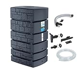 BenOli Regentonne 500 Liter Anthrazit + Anschluss-Set (Icans5) + Regensammler...