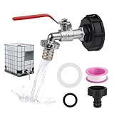 Hhaoysogd 1000 Liter Tankhahn, IBC Adapter Wassertank mit 3/4 Zoll Anschluss, Garten Wasserhahn IBC Tank Zubehör, Regenwassertank IBC Tankarmatur für Regentonne, Wassertanks
