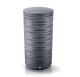 RETEC Regentonne Urban, Grau, Kunststoff, 290 Liter Fassungsvermögen, UV-beständig, Konische Form, Modernes Design mit Rillenmuster