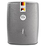 GARANTIA Terranova Regentonne 275 Liter Graphite Grey - Wandtank, Wassertank, Regenfass, Regenwassertonne, Regenwassertank, Wasserbehälter, Wasserfass, Wassertonnen für Garten, Wassertonne