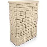 YourCasa Regentonne 300 Liter [StoneRain] mit Metallgewinde und Deckel in Steinoptik - Regenfass Frostsicher aus Kunststoff - Regenwassertonne - Regenwassertank Garten Wassertank Regensammler (Sand)